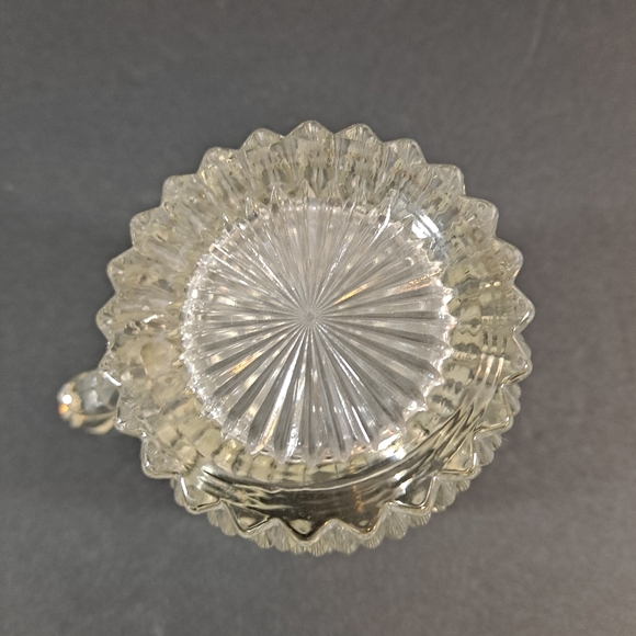 Vintage Three Piece Diamond Point Glass Cream And Sugar Bowl Caddy Set - Picture 2 of 13